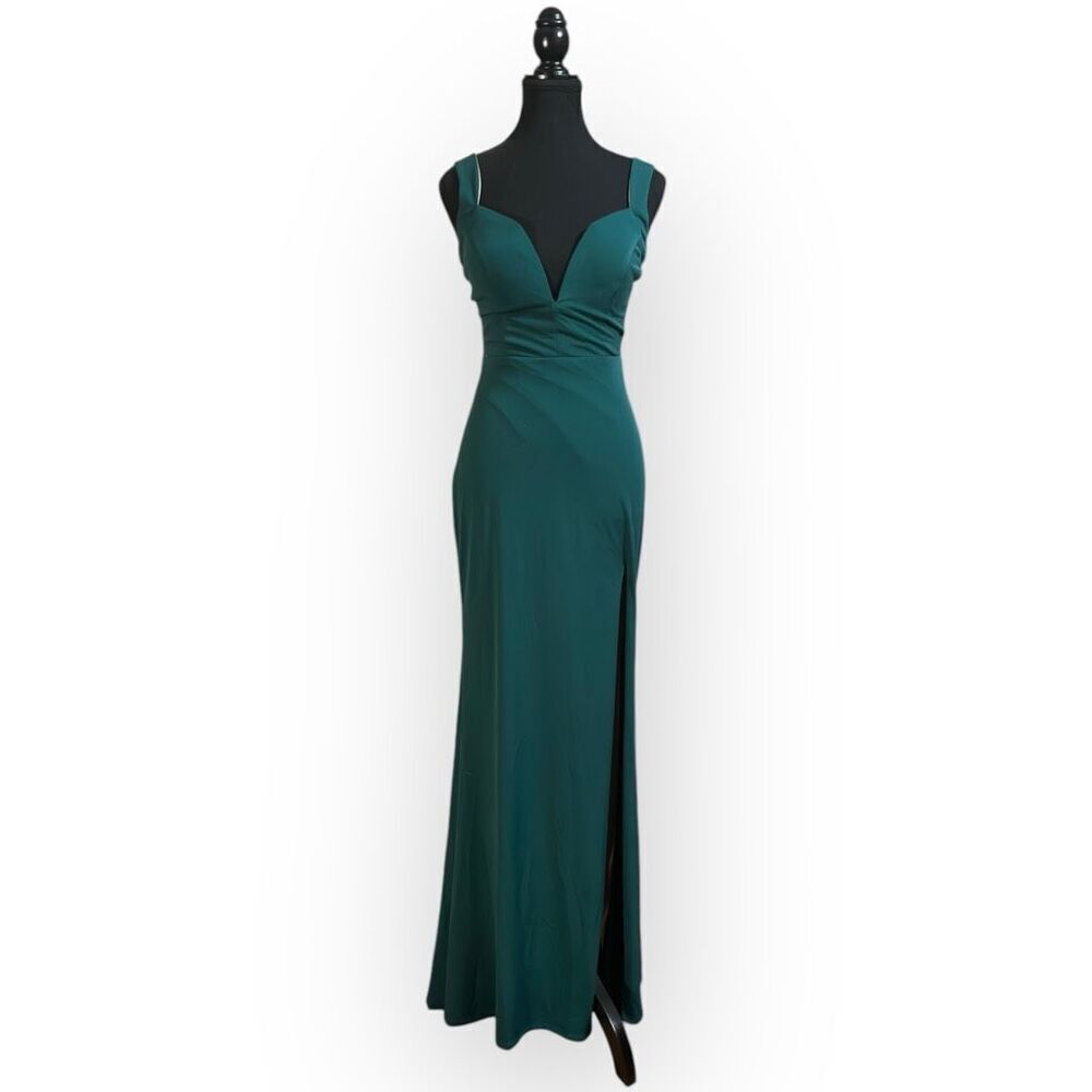 NWOT City Triangles Womens Notch Neck Sleeveless Slit Maxi Dress Green Size XS